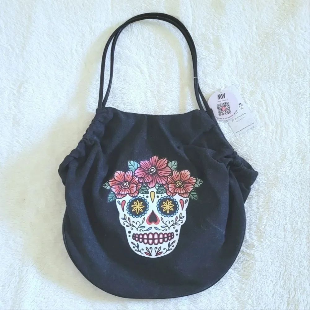 MW {Most Wanted} Canvas Floral💐 Skull💀 Shoulder Bag👜 - NWT
